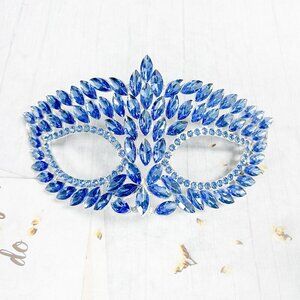 Handmade masquerade mask, Blue crystal mask, Wedding party mask, Masquerade ball